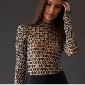 Maeve retro mesh turtleneck